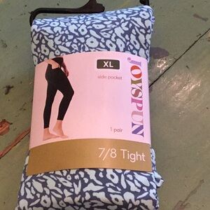 Joyspun Women's XL Blue Patterned 7/8 Tights